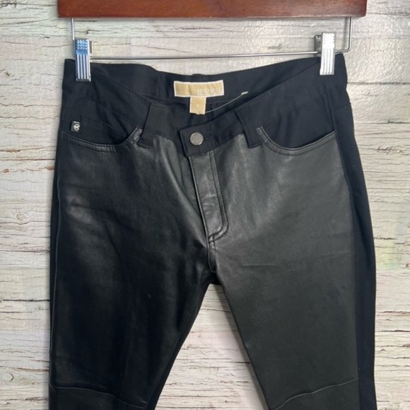 Michael Kors black faux leather pants size 6 - Picture 3 of 7